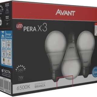 [AMAZON] Kit com 3 Lâmpadas LED Avant bulbo 7W, soquete E27, luz branca, bivolt, 278061479