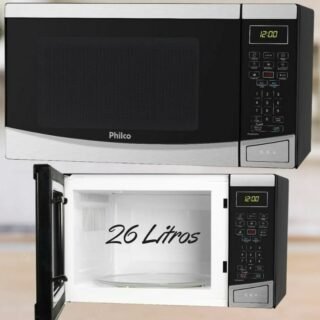[SHOPTIME] Microondas Philco PMO26 Inox 26 Litros Menu Fit Preto