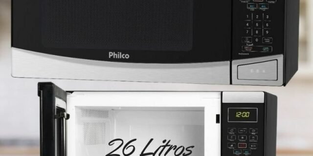 [SHOPTIME] Microondas Philco PMO26 Inox 26 Litros Menu Fit Preto