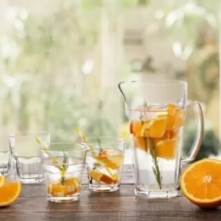 Conjunto de Jarra 1L e Copos 300ml de Vidro Haus – Pavillion 7 Peças