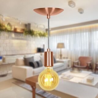 [EXTRA] Lustre Pendente Tubo Cilindro Alumínio Cobre Fio 1.20m