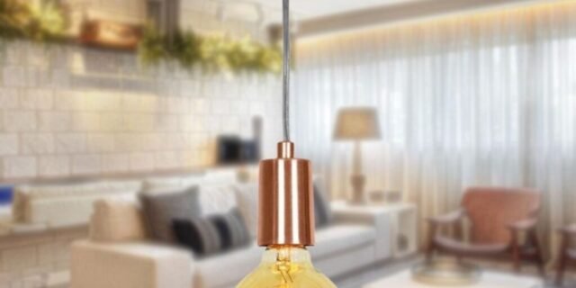 [EXTRA] Lustre Pendente Tubo Cilindro Alumínio Cobre Fio 1.20m