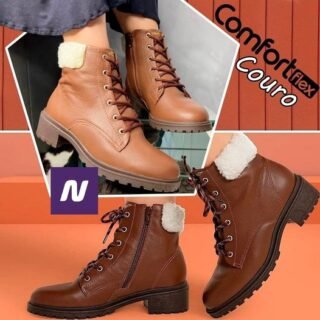 Bota Couro Comfortflex Cano Médio Feminina – Café