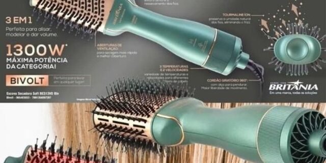 Escova Secadora Britania Soft BES13VD Verde Bivolt 1300W Bivolt