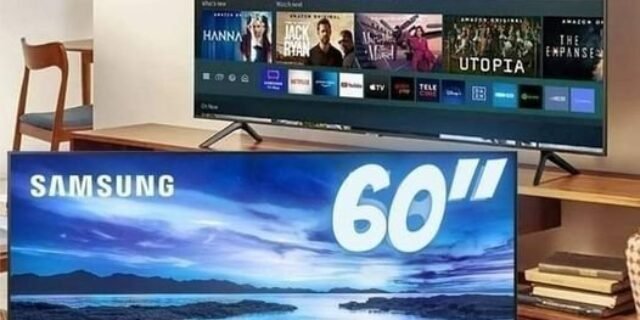 Smart TV LED 60″ Samsung 60AU7700 UHD 4K, Bluetooth, Processador Crystal 4K, Visual Livre de Cabos, Alexa built in, Controle Único