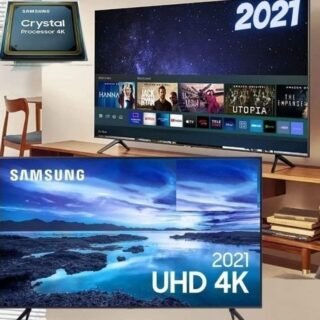 Smart 55″ TV UHD 4K Samsung 55AU7700, Processador Crystal 4K, Tela sem limites, Visual Livre de Cabos, Alexa built in, Controle Único