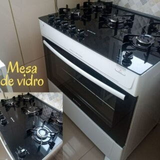 Fogão Atlas 5 Bocas Mônaco Top Glass com Mesa de Vidro Bivolt – Branco