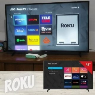 Smart TV LED 43″ Full HD AOC ROKU TV FHD 43S5195/78G, Wi-Fi, 3 HDMI, 1 USB, Wifi, Conversor Digital