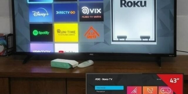 Smart TV LED 43″ Full HD AOC ROKU TV FHD 43S5195/78G, Wi-Fi, 3 HDMI, 1 USB, Wifi, Conversor Digital