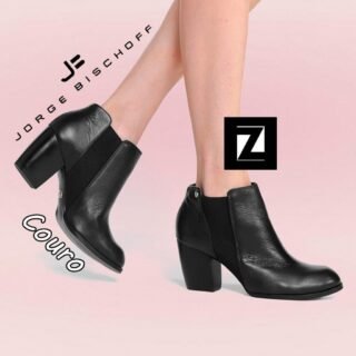 Bota Jorge Bischoff Cano Curto Salto Grosso Feminina – Preto