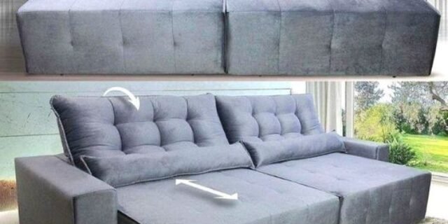 Sofá Retrátil/Reclinável Montebello 3,00m Suede Velut Cinza c/ Molas no Assento – King House