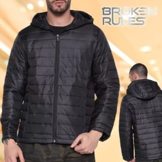 Jaqueta Broken Rules Puffer Capuz Masculina – Preto