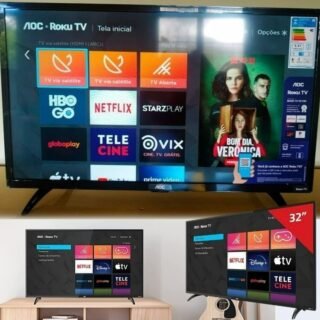Smart TV LED 32″ HD AOC ROKU TV FHD 32S5195/78G, Wi-Fi, 3 HDMI, 1 USB, Wifi, Conversor Digital