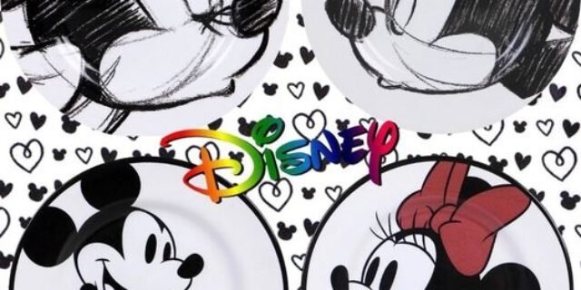 Jogo de Pratos Sobremesa 6 peças / Jantar 12 peças Mickey e Minnie – La Cuisine + Disney