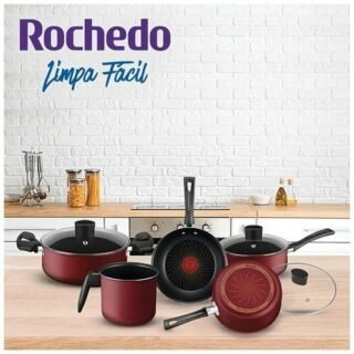 Conjunto De Panelas Rochedo Limpa Fácil Vermelho – 5 Peças