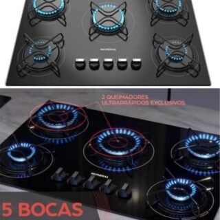 Cooktop 5 Bocas Mondial a Gás GLP Preto – CTG-02
