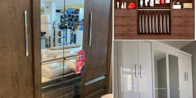 Guarda-roupa Casal com Espelho 4 Portas 6 Gavetas – Araplac Sofia (3 Cores)