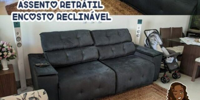 Sofá 4 Lugares Luizzi Tivoli com Assento Retrátil e Encosto Reclinável em Tecido Suede 239 cm de largura