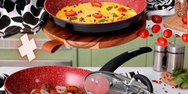Frigideira 24 cm + Frigideira Wok 24 cm com Tampa Preta Power Taste – La Cuisine