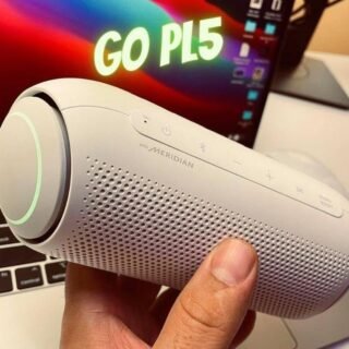 Caixa de Som Portátil LG Xboom Go PL5 Meridian, Bluetooth, Surround, 18 Horas Bateria, IPX5, Comando de Voz, Branco – 20W