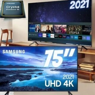 Smart TV 75″ UHD Samsung 4k 75AU7700 Processador Crystal 4k Tela Sem Limites Visual Livre de Cabos Alexa Built In