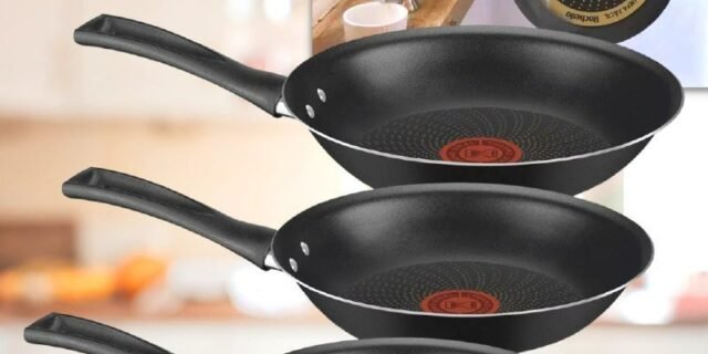 Conjunto de Frigideiras Antiaderente Rochedo – de Alumínio Limpa Fácil Preto 3 Peças