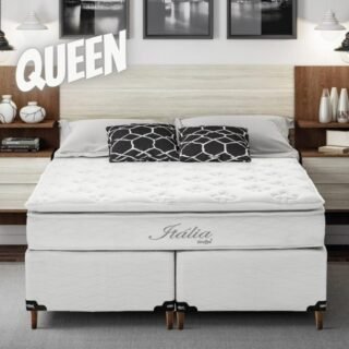 Cama Box Queen Size Umaflex Itália com Pillow Top e Molas Ensacadas 69 x 158 x 198 cm – Branco