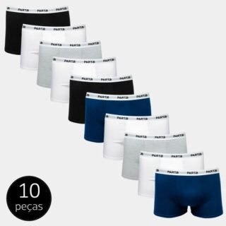 Kit Com 10 Cuecas Boxer Soft Cotton