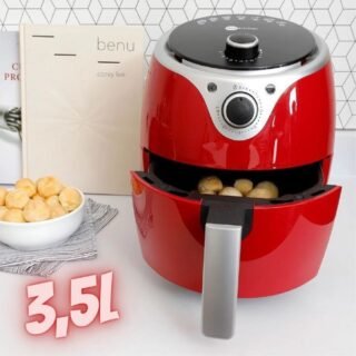 Fritadeira Elétrica Air Fryer sem óleo 3,5L Vermelha Fun Kitchen