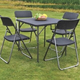 Conjunto de Mesa para Área Externa Tubo de Aço – Dobrável com 4 Cadeiras CJM-PT1 AC Comercial