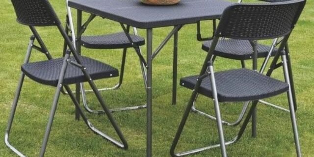 Conjunto de Mesa para Área Externa Tubo de Aço – Dobrável com 4 Cadeiras CJM-PT1 AC Comercial