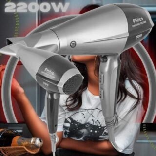 Secador de Cabelo Philco Expertpro PSC 2500 – Cinza Tourmaline Íon 2200W 2 Velocidades