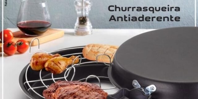 Churrasqueira de Fogão Grill Antiaderente Alumínio Nacional