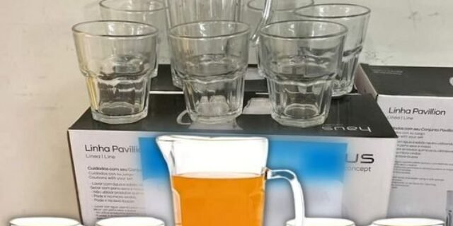 Conjunto de Jarra 1L e Copos 300ml de Vidro Haus – Pavillion 7 Peças