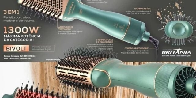 Escova Secadora Britania Soft BES13VD Verde Bivolt 1300W Bivolt