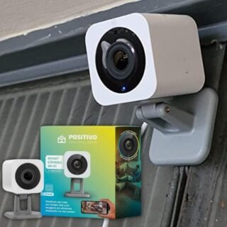 Smart Câmera Wi-Fi Positivo Casa Inteligente, 1080p Full HD, 15 FPS, áudio bidirecional, detecção de movimentos, visão noturna, Bivolt – Compatível com Alexa, Branco, 2A