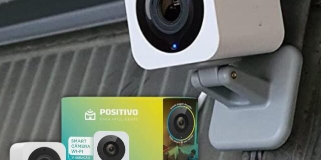Smart Câmera Wi-Fi Positivo Casa Inteligente, 1080p Full HD, 15 FPS, áudio bidirecional, detecção de movimentos, visão noturna, Bivolt – Compatível com Alexa, Branco, 2A