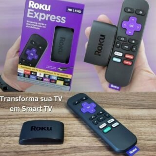 Roku Express – Streaming player Full HD. Transforma sua TV em Smart TV. Com controle remoto e cabo HDMI incluídos