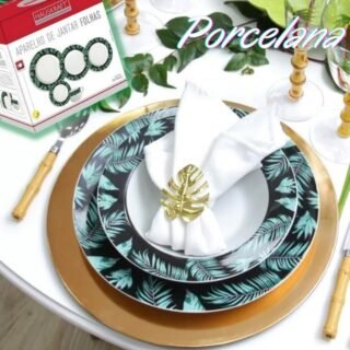 Aparelho de Jantar Chá 20 Peças Hauskraft – Porcelana Branco Folhas