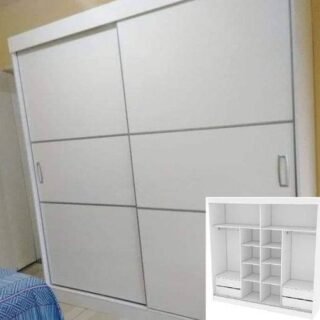 Guarda-roupa Casal 2 Portas de Correr 4 Gavetas – Araplac Star 1940-90