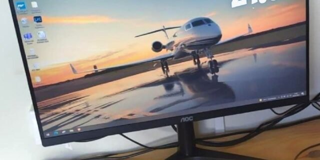 Monitor AOC 21.5″ VGA e HDMI e painel VA, preta, pequeno, 22B1HM5