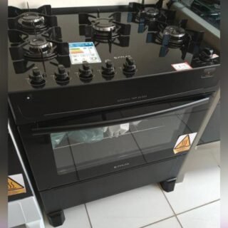 Fogão 5 Bocas Mesa de Vidro Atlas Preto – Acendimento Automático Mônaco Top Glass