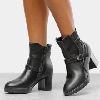 Bota Mooncity Cano Médio Tratorada Elástico Fivela Feminina (2 Cores)
