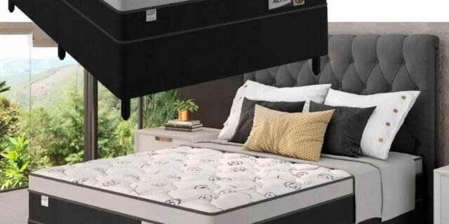 Cama Box Casal (Box + Colchão) – Plumatex Molas Ensacadas Alfa