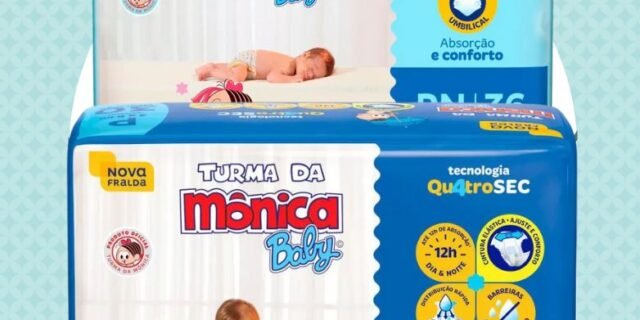 Fralda Turma da Mônica Baby – 4 Tamanhos (RN – 36 Unidades, P – 30 Unidades, M – 28 Unidades, G – 24 Unidades)