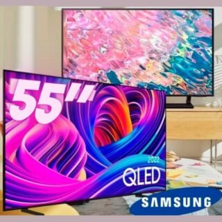 Smart TV QLED 55″ 4K UHD 55Q60B Samsung com Modo Game, HDR, Wifi, Bluetooth, HDMI, USB, Som em Movimento, Tela sem limites, Design slim, Visual livre de cabos, Alexa built in e Google Assistente