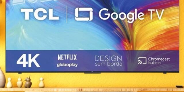 Smart TV LED 50″ 4K TCL 50P635 HDR, Wifi Dual Band, Bluetooth, Controle Remoto com Comando por controle de Voz, Google Assistant e Borda fina