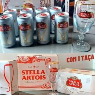 Kit Cerveja Stella 269ml C/8 Latas + 1 Cálice 250ml