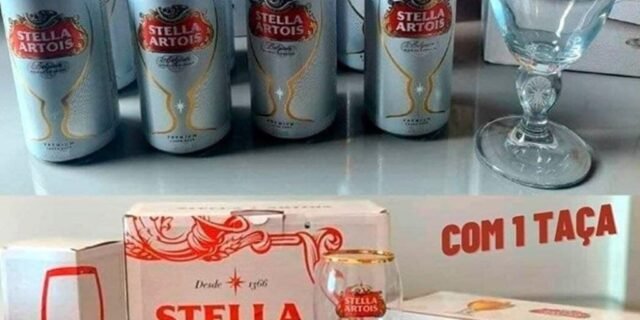 Kit Cerveja Stella 269ml C/8 Latas + 1 Cálice 250ml