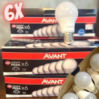 Kit Lâmpadas Pera LED, 6 unidades, 9W, Luz branca 6500K, soquete E27, Bivolt, Avant